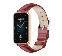 GIOPUEY Strap Compatible with HONOR Band 9, genuine leather Watch Strap, Strap Replacement [Wear-resistant] [breathable] - Red