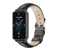 GIOPUEY Strap Compatible with HONOR Band 9, genuine leather Watch Strap, Strap Replacement [Wear-resistant] [breathable] - Black