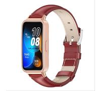 GIOPUEY Strap Compatible with Huawei Band 10/9/8, Genuine Leather Watch Strap, Standard Size, Red