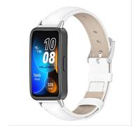 GIOPUEY Strap Compatible with Huawei Band 10/9/8, genuine leather Watch Strap, Strap Replacement [Wear-resistant] [breathable] - White