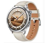 GIOPUEY Strap Compatible with OnePlus Watch 3/2/2R, Genuine Leather Watch Strap, Wear-resistant, Breathable - White