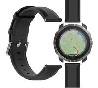 GIOPUEY Strap Compatible with Polar Grit X2, Genuine leather Watch Strap Replacement [Wear-resistant] [breathable] - Black