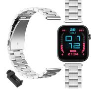 GIOPUEY Strap Compatible with Ticwatch GTH 2, stainless steel Watch Strap Replacement [Wear-resistant] [light] - silver