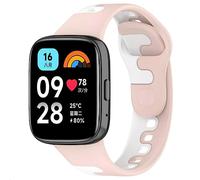 GIOPUEY Strap Compatible with Xiaomi Redmi Watch 3 Active, Soft TPU Watch Strap, Strap Replacement [color stitching design] - pink/white