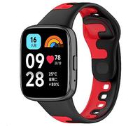 GIOPUEY Strap Compatible with Xiaomi Redmi Watch 3 Active, Soft TPU Watch Strap, Strap Replacement [color stitching design] - black/red