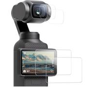 GIOPUEY Tempered Glass Compatible with DJI Osmo Poket 4P/Poket 4 Pro, 2 Pack Screen Protector + 2 Pack Camera Protector, 9H, No bubbles, Scratch Resistant (Transparent)