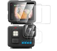GIOPUEY Tempered Glass Compatible with GoPro LIT HERO, 2 Pack Screen Protector + 2 Pack Camera Protector, 9H, No bubbles, Scratch Resistant (Transparent)