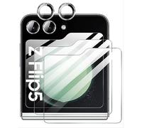 GIOPUEY Tempered Glass Compatible with Samsung Galaxy Z Flip 5, 2 Pack Screen Protector + 1 Pack Camera Protector [High transmittance] Scratch Resistant (A-silver)