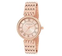 Giordano Eleganza Collection Round Analog Watch for Women, Diamond-Set with Metal Strap Ladies Water Resistant Wrist Watch - A2083, Rose Gold, Modern