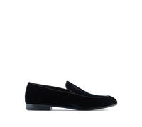 Giorgio Armani logo-debossed velvet-finish loafers - Blue 6-7-8-9-10-11