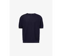 Giorgio Armani Mens Giorgio Armani Chevron Short-Sleeves Silk and Cotton T-Shirt Blu Notte 38