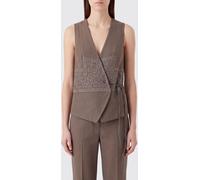 Giorgio Armani Silk and Wool Blend Wrap Waistcoat with Tie Closure - Size: 44 - female