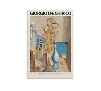 Giorgio De Chirico Surrealism Art Poster- Metaphysical Interior in Manhattan 1972 Painting On Canvas Wall Art Poster Scroll Picture Print Walls Decor Home Posters 20x30inch(50x75cm)
