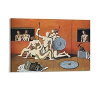 Giorgio De Chirico Surrealism Painting Poster-Gladiators Wall Art Poster Scroll Canvas Painting Picture Living Room Decor Home 08x12inch(20x30cm)