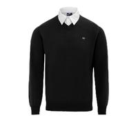 Giorgio Mens Mock V Neck Knitted Sweater Men Long Sleeve Black L