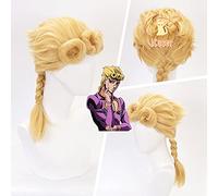 Giorno Giovanna Wig JoJo Bizarre Adventure Cosplay Golden Braided Oversized Curls Wig Halloween Party Role Play Wig + Wig Cap