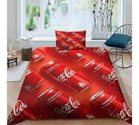 GIOSBR Coca - Cola Comforter Covers Duvet Cover 3D Print for Boys Girls Quilt Cover Bedding Set Soft Microfiber with Pillow Cases with Zipper Closure 2 Pieces Single（135x200cm）