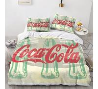 GIOSBR Coca - Cola Duvet Cover Comforter Covers Quilt Cover for Boys Girls 3D Print Soft Microfiber with Pillow Cases with Zipper Closure Bedding Set 3 Pieces Double（200x200cm）