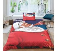 GIOSBR Coca - Cola Quilt Cover Duvet Cover Comforter Covers for Boys Girls 3D Printed Christmas with Pillow Cases Soft Microfiber Bedding Set with Zipper Closure 2 Pieces Single(135x200cm)