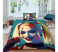 GIOSBR Harley Quinn Comforter Covers for Boys Girls 3D Printed Clown Girl Quilt Cover Duvet Cover with Pillow Cases Soft Microfiber with Zipper Closure Bedding Set 2 Pieces Single（135x200cm）