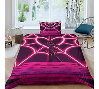 GIOSBR Hazbin Hotel Duvet Cover Comforter Covers Quilt Cover for Boys Girls 3D Print Anime Movie Soft Microfiber with Pillow Cases with Zipper Closure Bedding Set 2 Pieces Single(135x200cm)