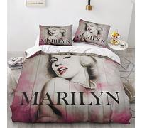 GIOSBR Marilyn Monroe 3D Print Actress Comforter Covers Duvet Cover for Boys Girls Quilt Cover with Zipper Closure with Pillow Cases Bedding Set Soft Microfiber 3 Pieces Double（200x200cm）