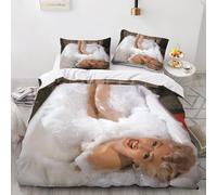 GIOSBR Marilyn Monroe Comforter Covers 3D Print Sexy Quilt Cover for Teens And Adults Duvet Cover Bedding Set Soft Microfiber with Zipper Closure with Pillow Cases 3 Pieces Double（200x200cm）