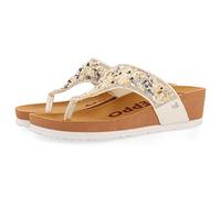GIOSEPPO andelain women's white bio style flip flops with wedge and multicolor stone details, white, 6 UK