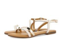 GIOSEPPO BARGEME Leather Sandals with White and Metallic Straps for Women, white, 6 UK