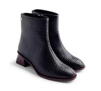 GIOSEPPO Bexley Braided Leather Ankle Boots, Black/White, 4 UK