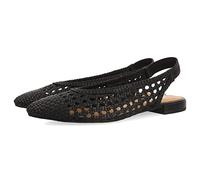 GIOSEPPO Black Leather Braided Ballerinas for Women Guatavita, Black/White, 4 UK