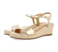 GIOSEPPO Black Leather Sandals with Jute Wedge for Women YALAHA, Platinum, 8 UK