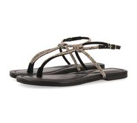 GIOSEPPO Black Leather Sandals with Strappy with PEDRERÍA for Women Burnt, Black/White, 7 UK