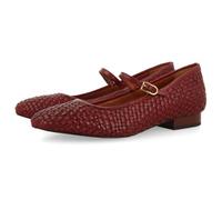 GIOSEPPO BODAJK Leather Braided Mary Jane Ballerinas, Burgundy, 7 UK