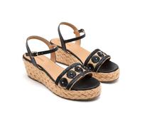 GIOSEPPO CANDIA, Espadrilles Wedge Sandals Women, Black, 39 EU, Black/White, 7 UK
