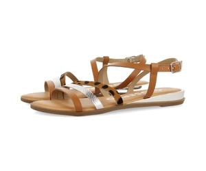 GIOSEPPO corumba women's black gold animal print strappy sandals, metallic silver, 7 UK