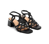 GIOSEPPO Crescent Braided Leather Sandals, Black/White, 7 UK