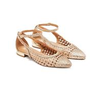 GIOSEPPO DELL Women's Blue Braided Fine Toe Ballet Flats, Gold, 5 UK