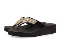 GIOSEPPO dontreix Black Wedge Flip Flops with Rhinestone Detail Multicolor for Women, Black/White, 8 UK