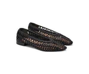 GIOSEPPO FAYSTON Braided Leather Ballerinas, Black/White, 6 UK