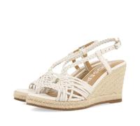 GIOSEPPO GLIDE WOMEN'S WHITE STRAP LEATHER HIGH JUTE WEDGE SANDALS, white, 6 UK