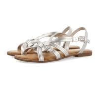GIOSEPPO GOLAJ Women's Leather Sandals with Cross Straps, metallic silver, 6 UK