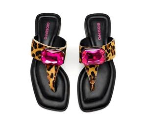GIOSEPPO GREEK Leopard Leather Sandals Merrimac, leopard, 7 UK