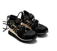 GIOSEPPO Griswold Raffia Leather Wedge Open Sneakers, Black/White, 3 UK