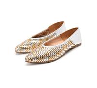 GIOSEPPO Hersey Braided Leather Ballet Flats, Metallic Silver, 6 UK