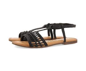 GIOSEPPO icari women's black braided leather flat sandals, Black/White, 6 UK