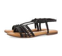 GIOSEPPO icari Women's Black Braided Leather Flat Sandals, Black/White, 8.5 UK