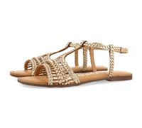 GIOSEPPO icari Women's Black Braided Leather Flat Sandals, gold, 8 UK