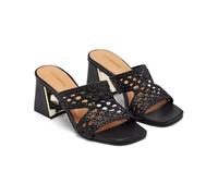 GIOSEPPO Kewaunee Braided Leather & Heel Mules Sandals, Black/White, 8 UK