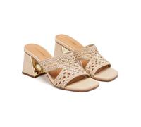 GIOSEPPO Kewaunee Braided Leather & Heel Mules Sandals, ivory white, 4 UK